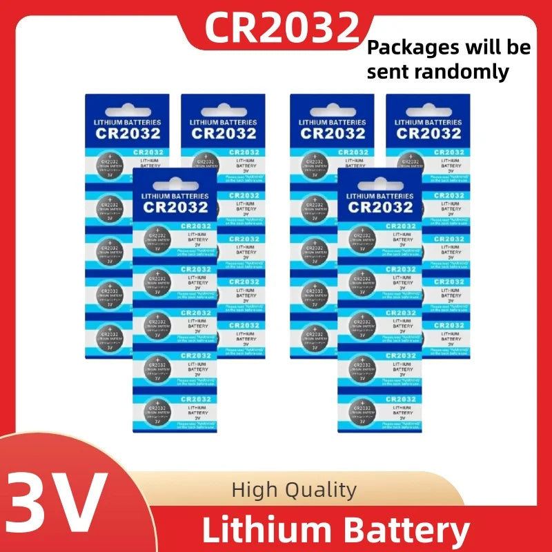 5-60 pezzi, batteria a bottone CR2032, batteria al litio 3V per orologi, giocattoli, calcolatrici, telecomandi per auto, batteria a forma di moneta.
