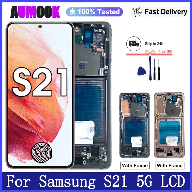 Nuovo display AMOLED per Samsung Galaxy S21 5G, display LCD touchscreen digitalizzatore per Samsung S21 G9910 G991B, ricambio display
