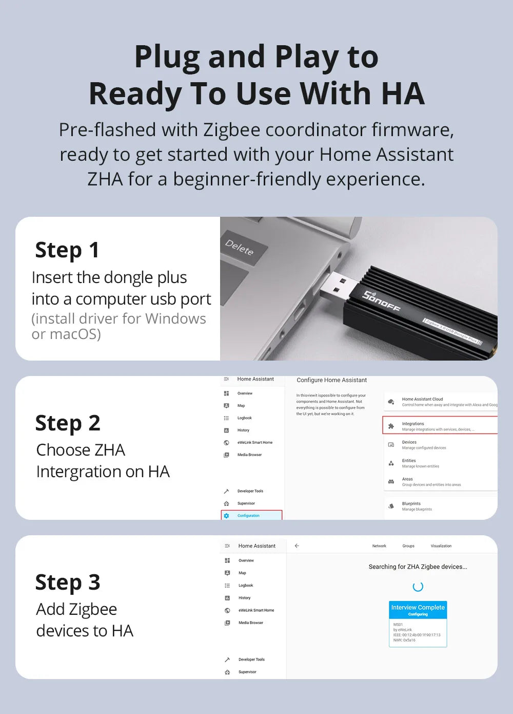 Sonoff Zigbee 3.0 Dongle USB Plus ZBdongle-E Gateway Zigbee wireless Interfaccia USB Acquisizione EFR32MG21 Controllo vocale Google Home