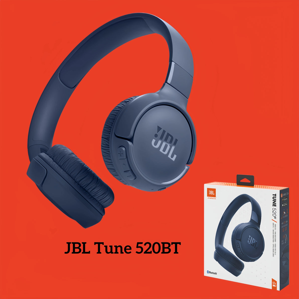 Cuffie wireless JBL Tune 520BT, modello on-ear, con Bluetooth 5.3, batteria da 57 ore, suono con bassi potenti, leggere, pieghevoli, connessione multipunto, ideali per l’uso quotidiano, in offerta.