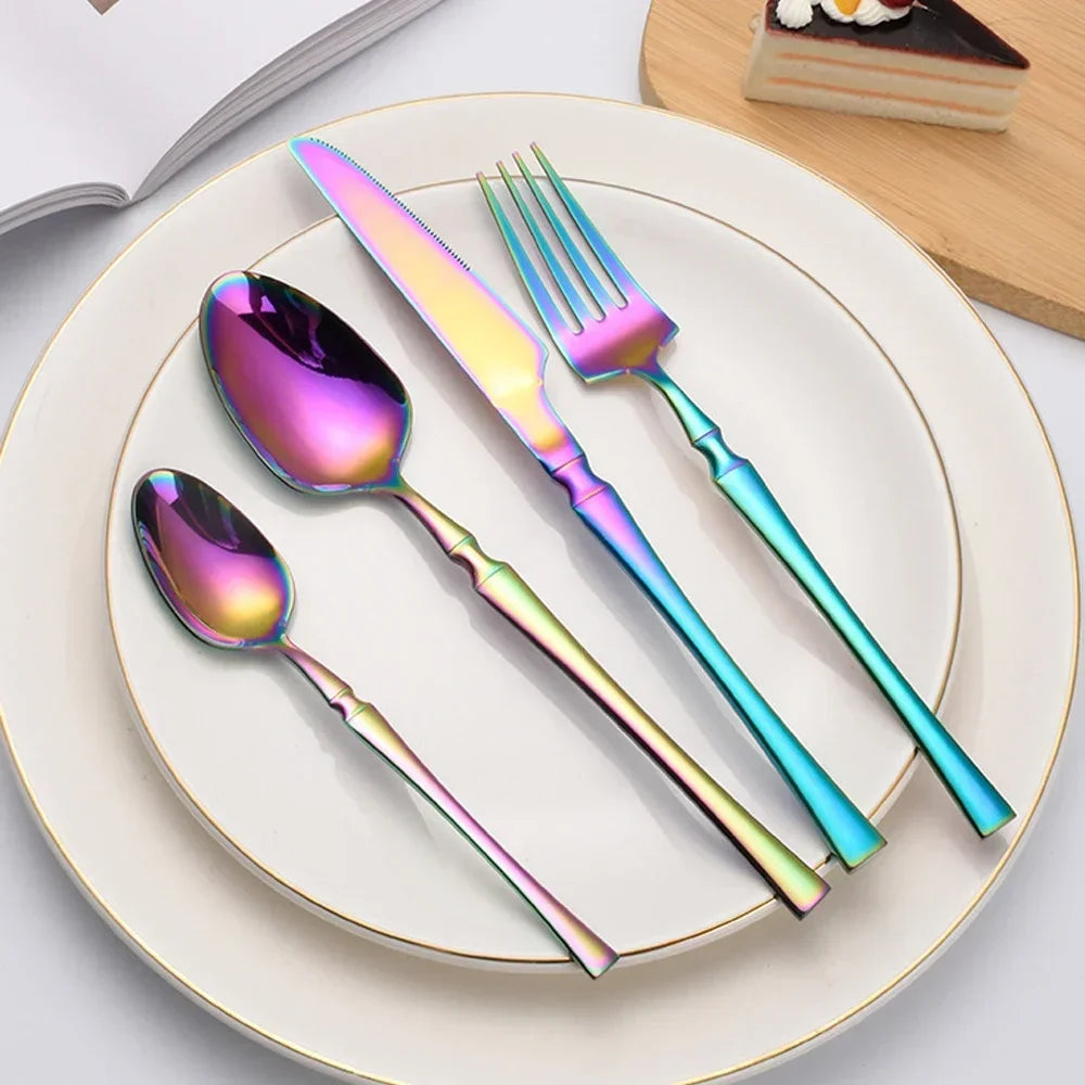 Set di posate in acciaio inossidabile da 30/40/60 pezzi, coltello, forchetta, cucchiaio da caffรจ, stoviglie, lavabili in lavastoviglie