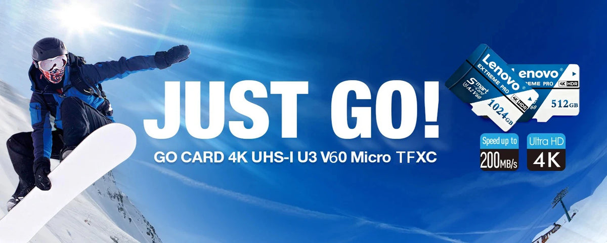 Scheda di memoria Micro SD TF Lenovo da 512 GB o 1 TB, classe A2, ad alta capacità, per registrazioni 4K, compatibile con DJI Mavic Mini, GoPro e Insta360.