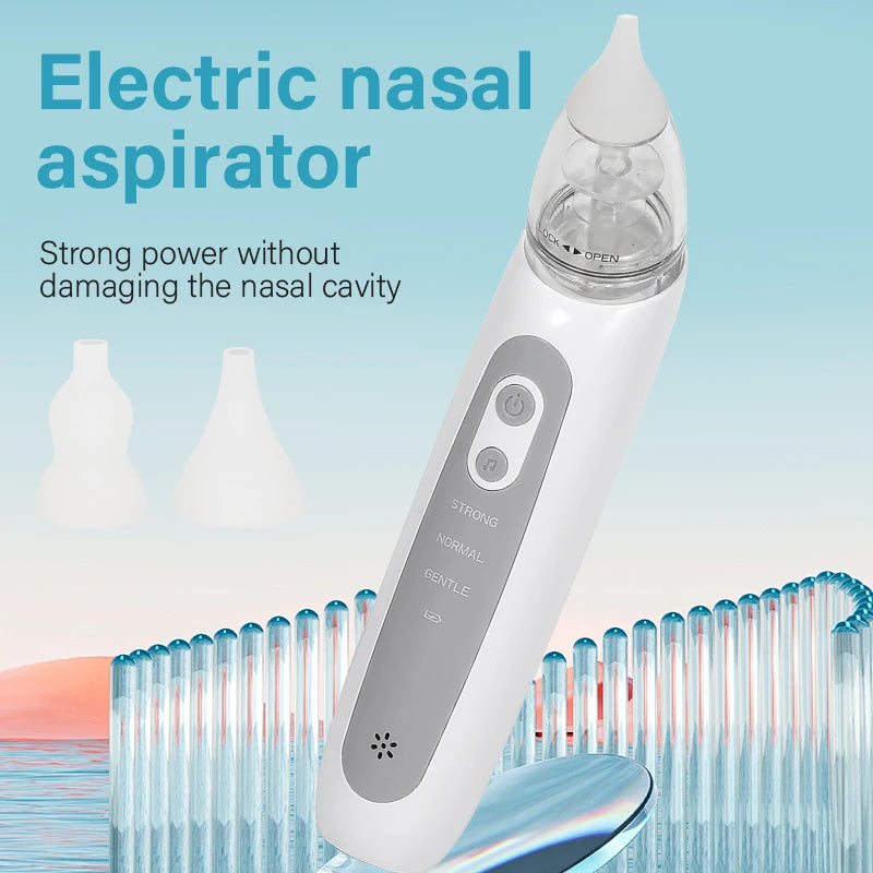 Aspiratore Nasale Elettrico per Neonati e Bambini, Pulitore Automatico del Naso con Musica e 3 Punte in Silicone