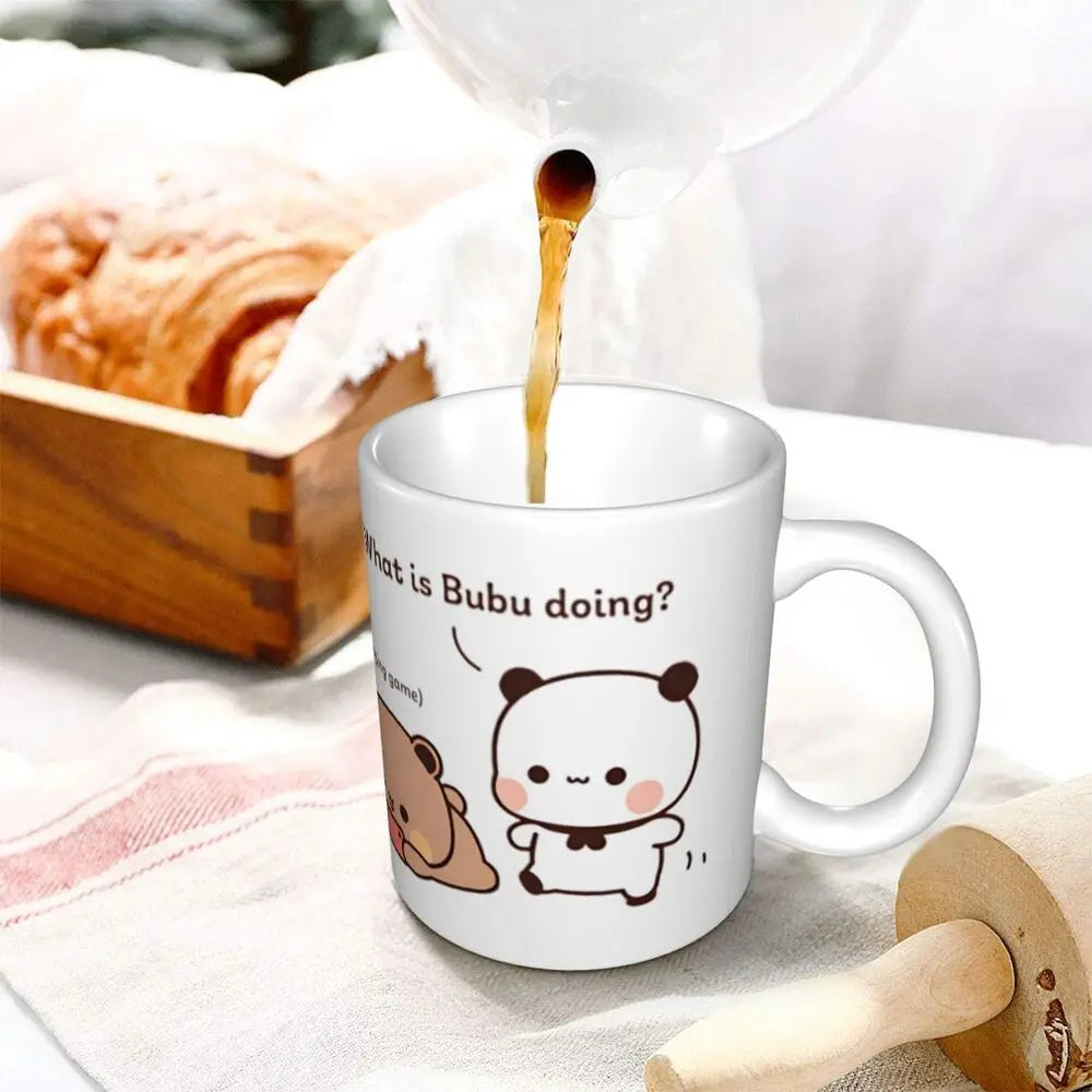 Tazze personalizzate per coppia Bubu Dudu Panda e Brownie Bear Tazza da caffè per tè al latte in ceramica fai-da-te