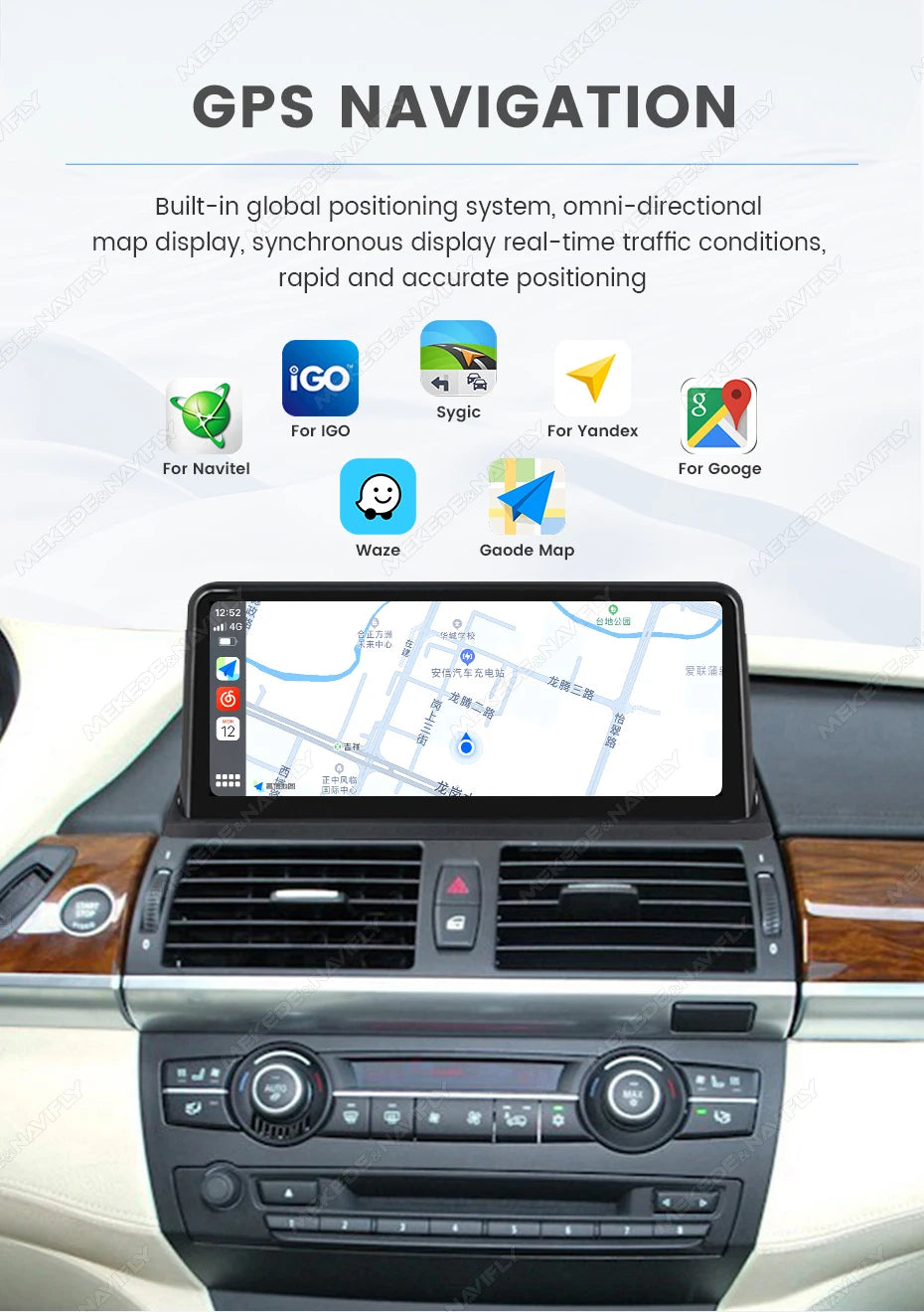 Sistema multimediale intelligente per auto con schermo QLED da 10,25 pollici, Linux, CarPlay wireless, Android Auto, per BMW E90 E91 E92 E93 2005-2012, con WiFi, BT, navigazione GPS e autoradio.