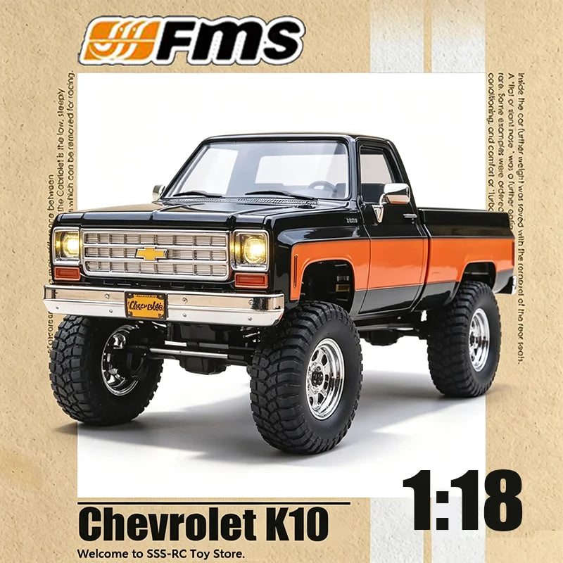 Modellino RC 1:18 di Pickup Truck Fms Fcx Chevrolet K10, Veicolo Elettrico Simulato per Fuoristrada, Giocattolo per Bambini, Regalo Disponibile
