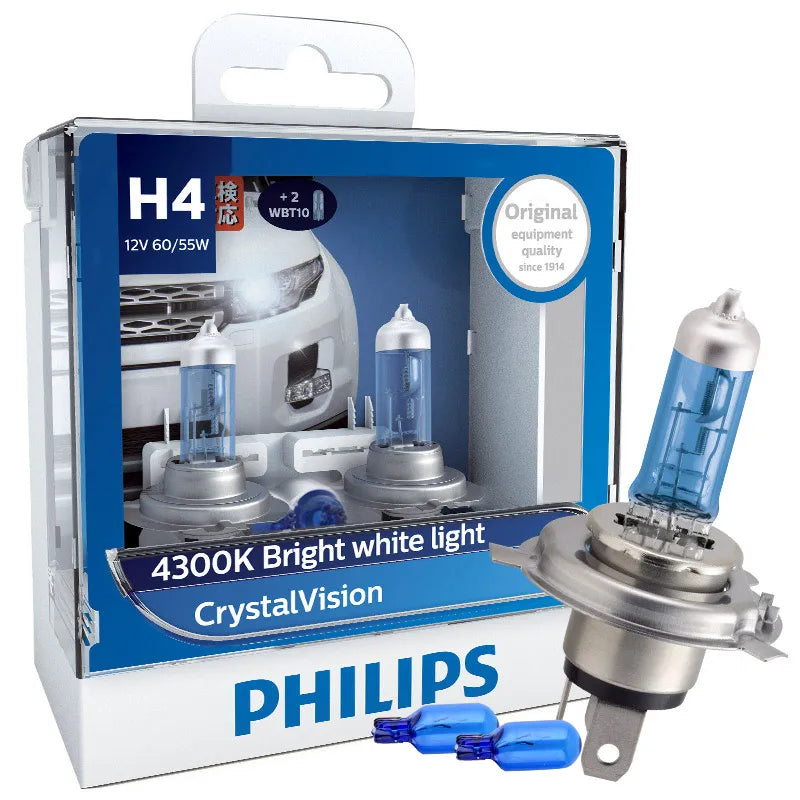 Philips H4 H7 H11 HB3 HB4 H8 H1 H3 9005 Crystal Vision Faro alogeno per auto 4300K Bianco brillante 5000K Diamond Vision Lampade automatiche