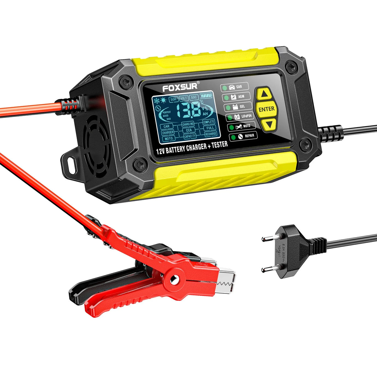 Nuovo 2in1 Smart Caricabatteria per auto Tester del sistema Analizzatore batteria per auto moto per batterie al litio LiFePo4 al piombo acido AGM GEL