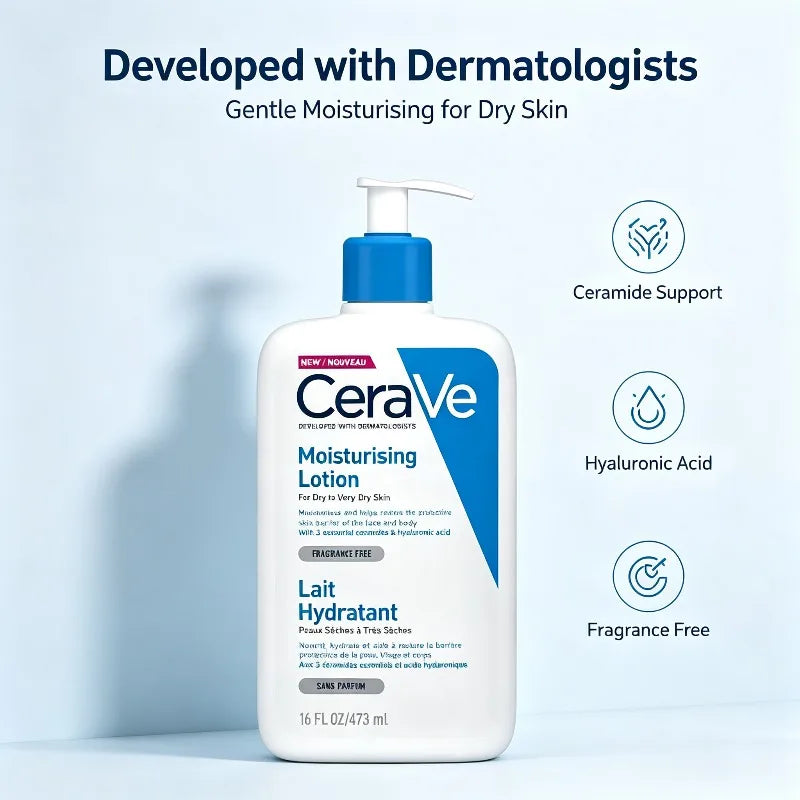 CeraVe, lozione per il corpo in confezione grande da 473 ml, latte idratante multiuso per la pelle secca di viso e corpo.