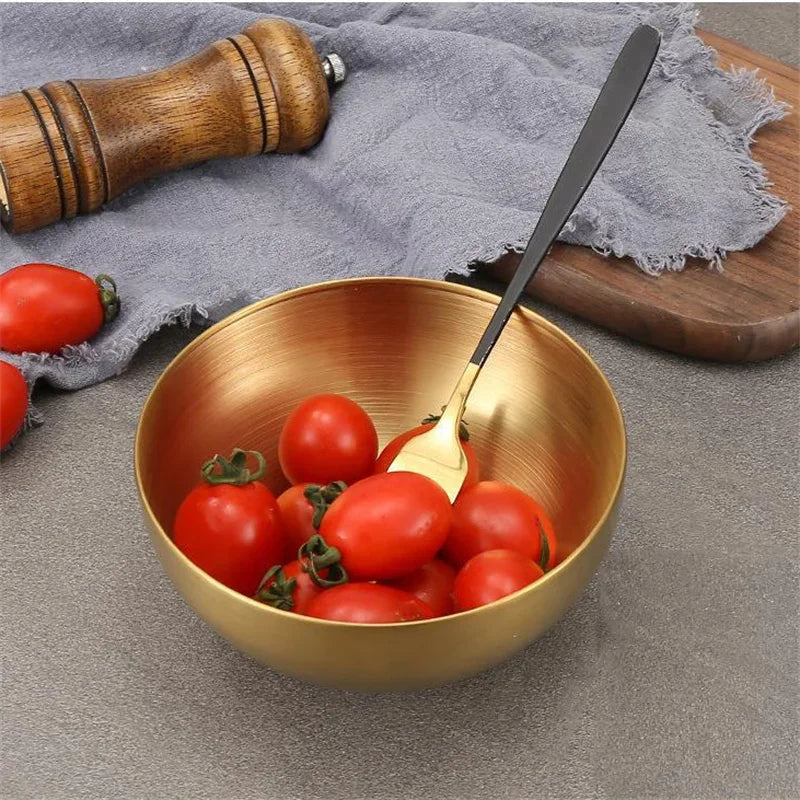 Ciotole per insalata di frutta in acciaio inossidabile spesso 15 cm/20 cm/25 cm Zuppa di riso Noodle Ramen Ciotola Ciotole per miscelazione Contenitore per alimenti Stoviglie da cucina