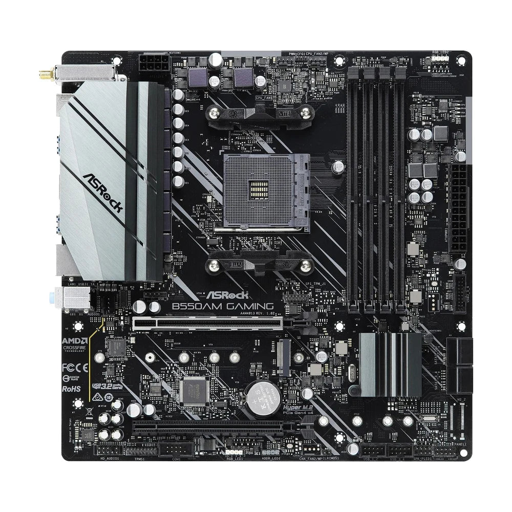 Scheda madre ASRock B550AM GAMING, compatibile con CPU AMD 3600, 5600G, 5700X, 5700x3D, 5800X3D, socket B550 AM4, DDR4, HDMI, M.2, formato MATX, PCIe 4.0.