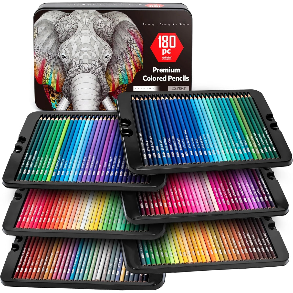 Set di Matite Colorate Professionali 72/120/180/260 Colori, Matite a Olio Non Tossiche per Disegno Artistico e Colorazione