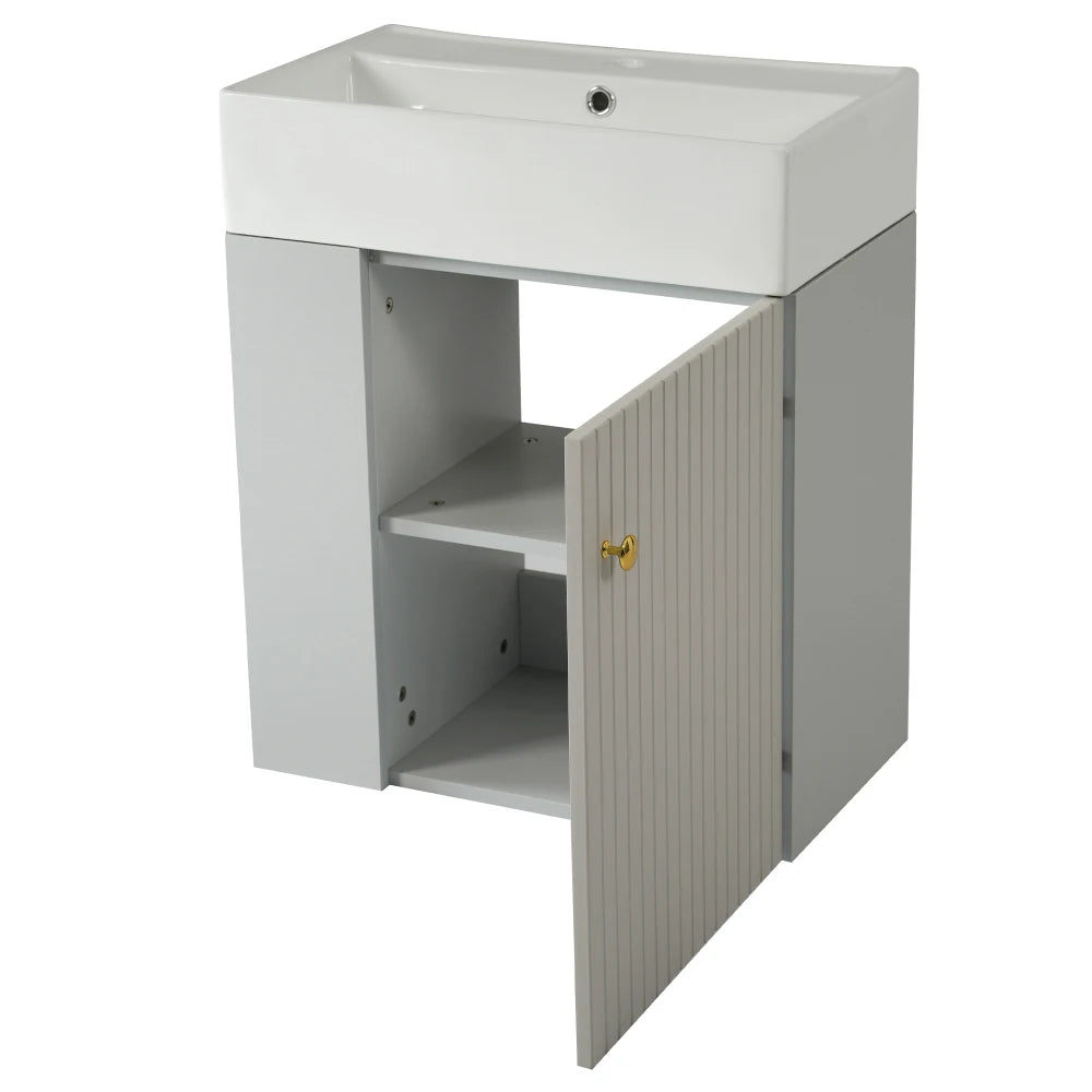 Mobile bagno sospeso con lavabo 55 × 31 × 66,5 cm e vani laterali