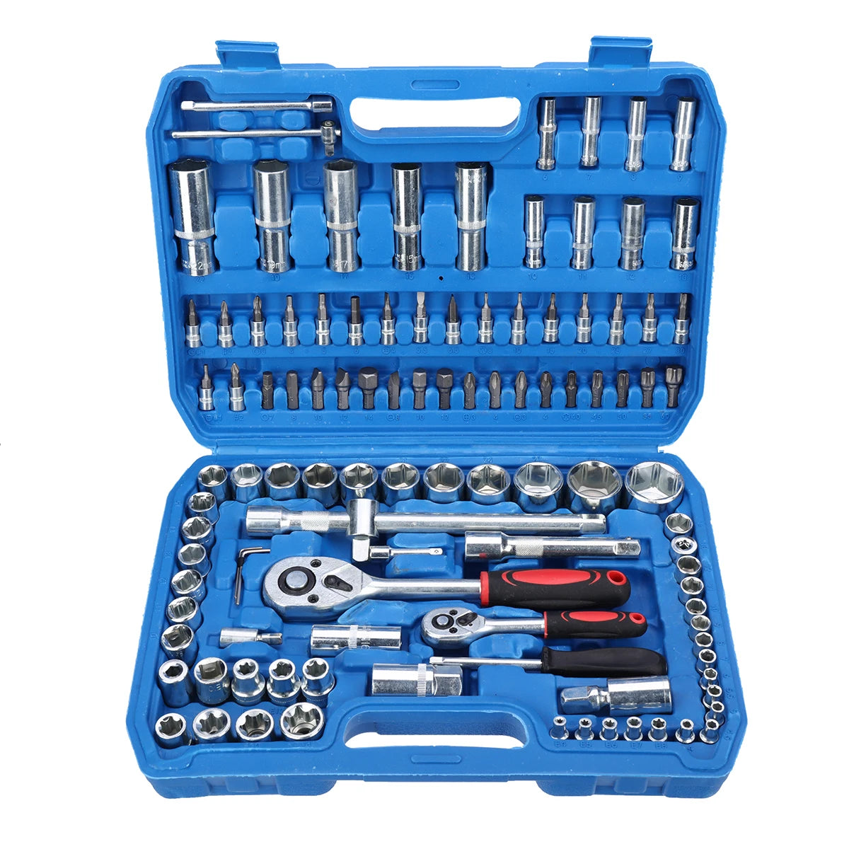 Set di chiavi a cricchetto da 108 pezzi, kit combinato di chiavi dinamometriche per riparazione auto, con attacco da 1/4" e 1/2", cacciaviti e punte, utensili manuali