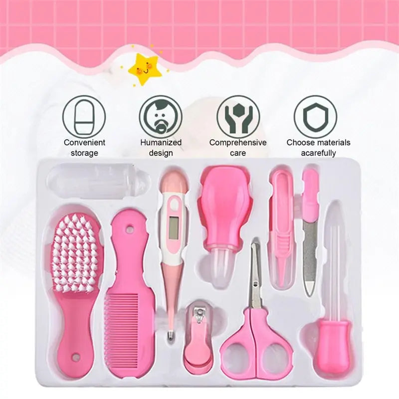 10 Pz/set Kit Assistenza Sanitaria Per Bambini Unghie Capelli Assistenza Sanitaria Termometro Spazzola Per Toelettatura Clipper Massaggiagengive Spazzolino Da Denti Elementi Essenziali Per Bambini