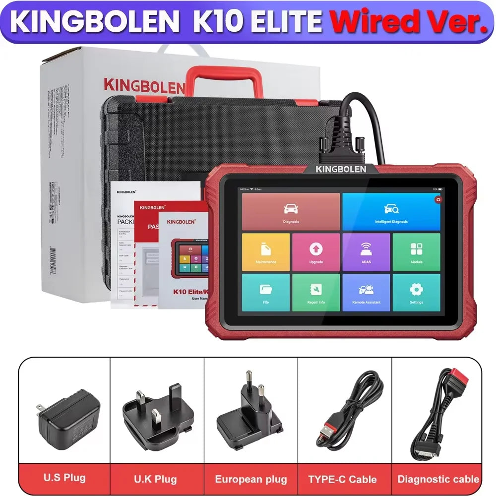 Ultimo Modello 2026 KINGBOLEN K10 PRO/K10 ELITE Strumento Diagnostico con Diagramma Topologico Completo del Sistema, Scanner Auto OBD OBD2 CANFD DOIP, 40+ Funzioni di Reset