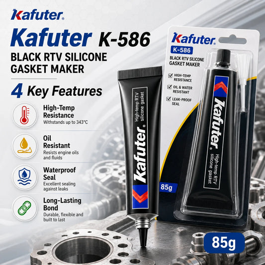 Kafuter K-586 Sigillante Siliconico Nero RTV, Resistente ad Alte Temperature e Olio, Colla per Riparazione Motori