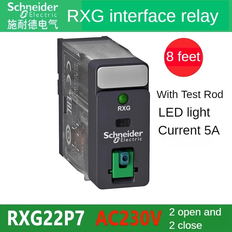 Relè interfaccia Schneider Relè Rxg22bd Rxg23bd Rxg12bd con pulsante di prova Relè Rxg24vdc Base da 8 piedi