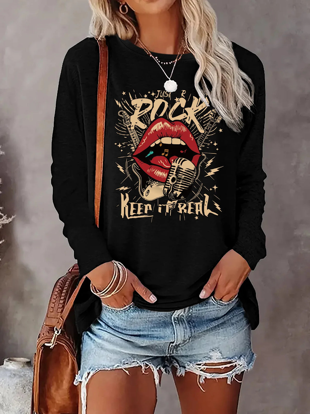 T-shirt da donna in 100% puro cotone, ideale per la primavera e l’autunno, comoda, casual, a maniche lunghe, con stampa grafica a tema parigino e scollo rotondo.
