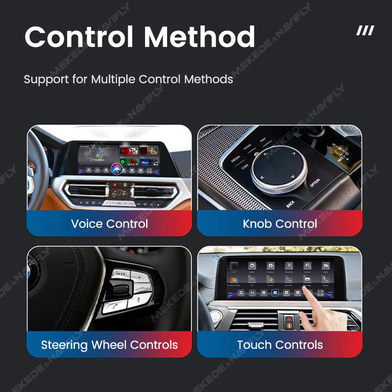 Mekede Android 13, processore a 8 core, 8 GB di RAM, 128 GB di memoria, TV box portatile, CarPlay wireless, Android Auto wireless, navigazione GPS, menu multimediale, equalizzatore, compatibile con BMW ID6, ID7, ID8, ID9, sup