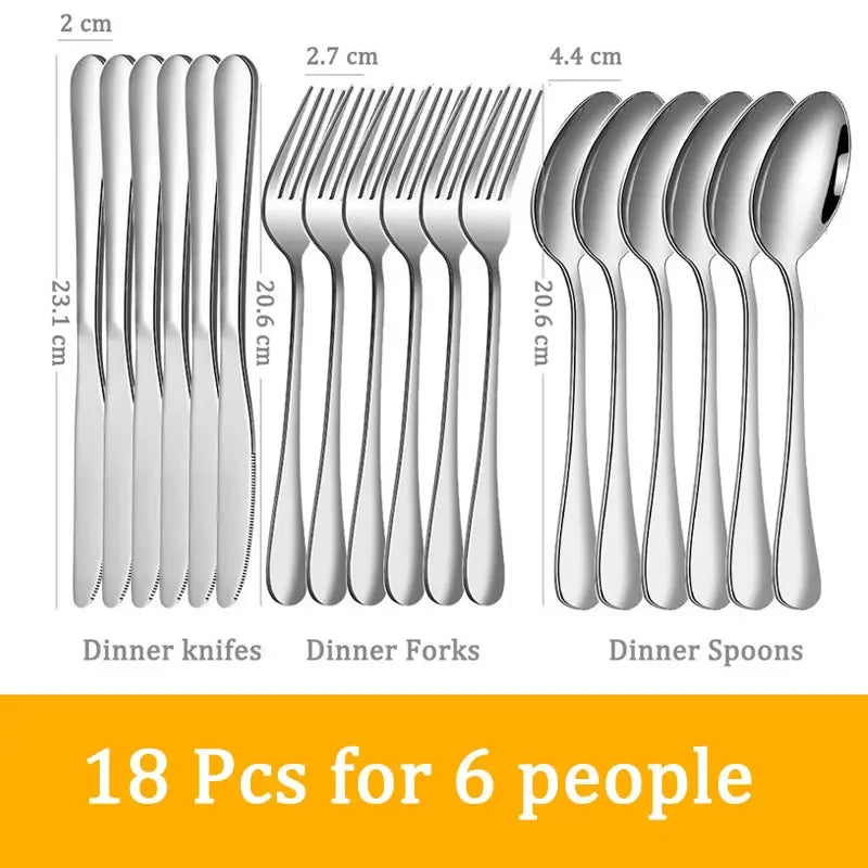Set di posate da 24 pezzi in acciaio inossidabile, set di stoviglie, cucchiaio e forchetta, coltello, forchetta, cucchiaio da dessert, cucchiaio da tè