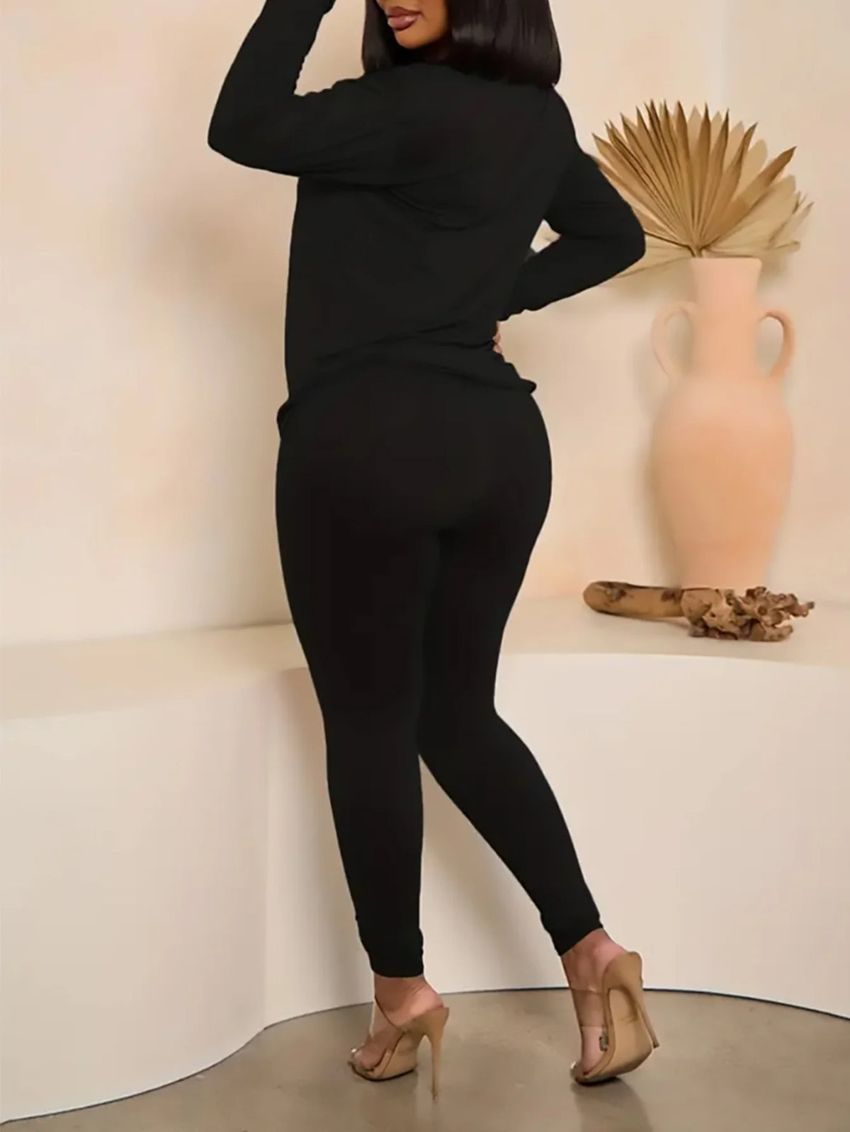 Completo sportivo da donna, T-shirt a maniche lunghe con stampa MILANO taglie forti Top e pantaloni comodi elasticizzati medi Completo fitness