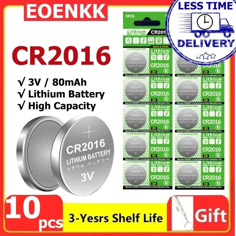 10-200 PZ LR2016 Batteria al litio ricaricabile 3 V sostituisce CR2016 LM2016 per orologio, calcolatrice, chiave dell'auto, pulsante a distanza, pila a bottone