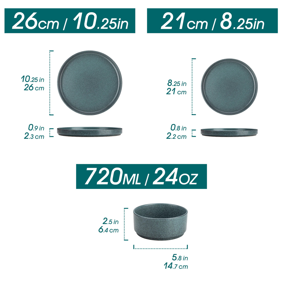 Vancasso WEBB Set di stoviglie in gres da 12 pezzi, include piatti piani, piatti da dessert e ciotole per cereali, per 4 persone
