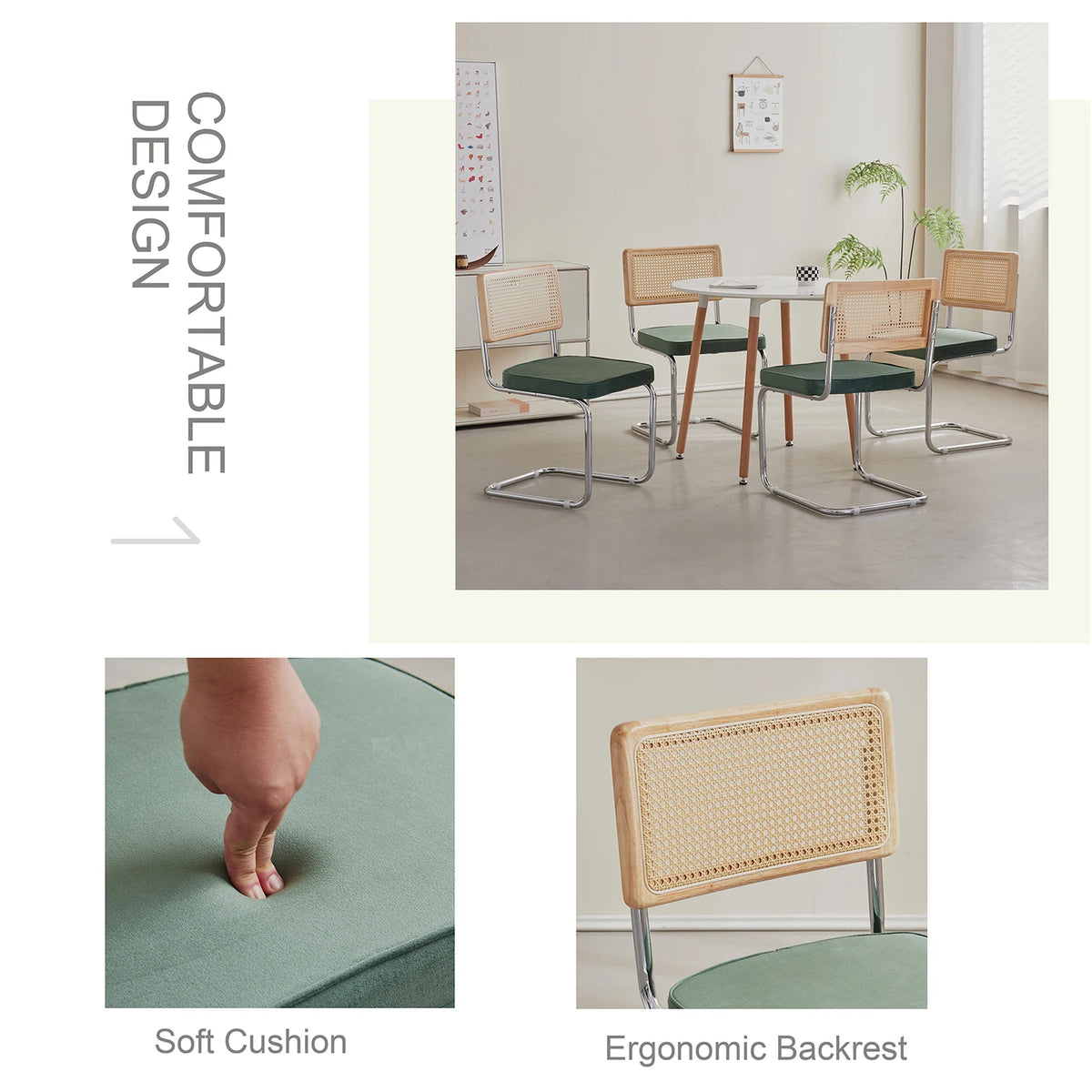 EGOONM Set di 2/4 sedie da pranzo retrò sedia in rattan di plastica casa camera da letto scrivania schienale sgabello arco computer ufficio sedile imbottito