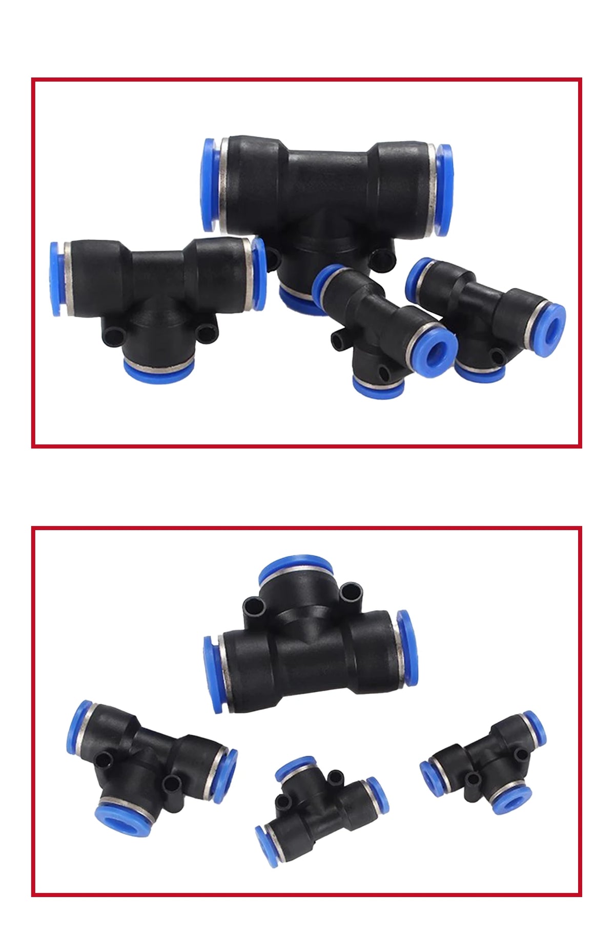 10 pz. Connettore pneumatico PE PEG, raccordo rapido a T riduttore a 3 vie, tubo in plastica, connettore per tubo da 4/6/8/10/12 mm