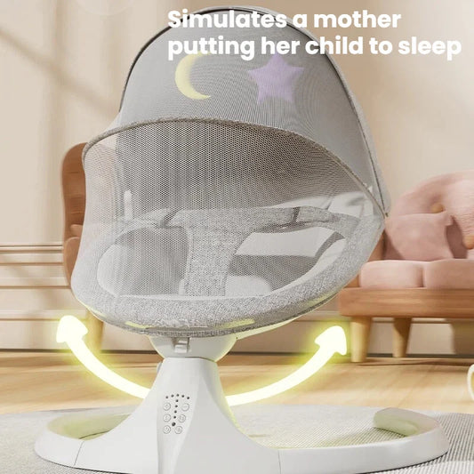 Sedia a Dondolo per Neonati con Bluetooth, Culla Elettrica, Massaggiatore per il Sonno, Modalità Multiple, Timer, Culla con Zanzariera, Dondolo per Bambini