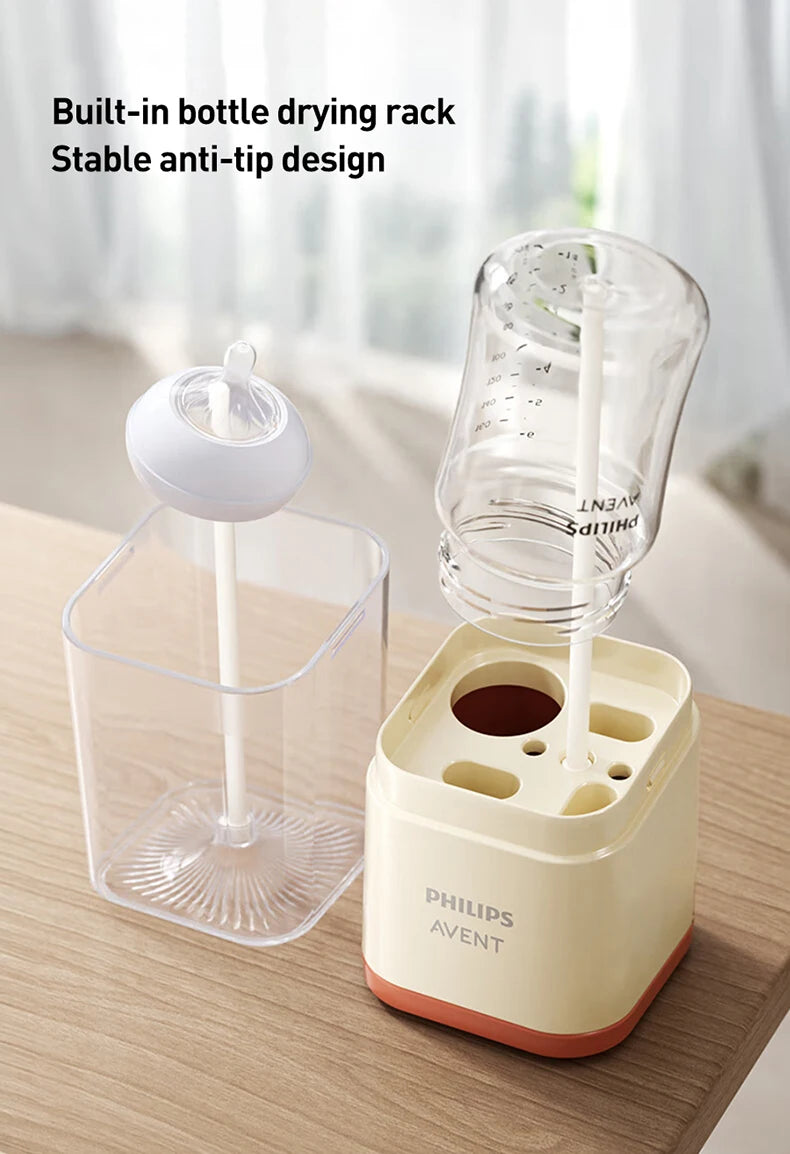 Set per la Pulizia dei Biberon Avent Include Spazzola per Biberon, Spazzola per Tettarelle, Pulitore per Cannucce, Scolapiatti e Scatola Portaoggetti Senza BPA
