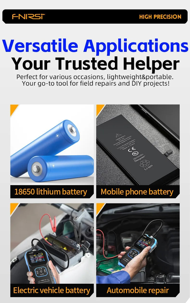FNIRSI HRM-10 Tester di resistenza interna di tensione della batteria 18650 Tester di condensatori per batterie per auto con piombo al litio acido AC ad alta precisione