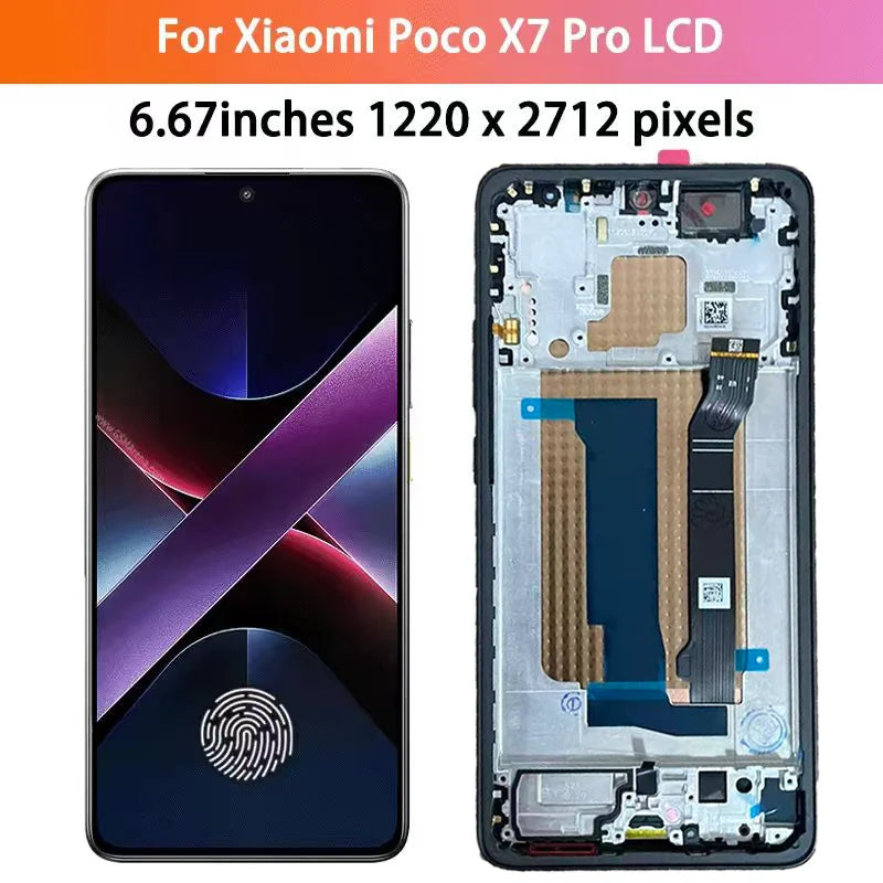 6.67 "AMOLED Per Xiaomi Poco X7 Pro Display Lcd Touch Screen Digitizer Assembly di Ricambio Per PocoX7 Pro 2412DPC0AG Display