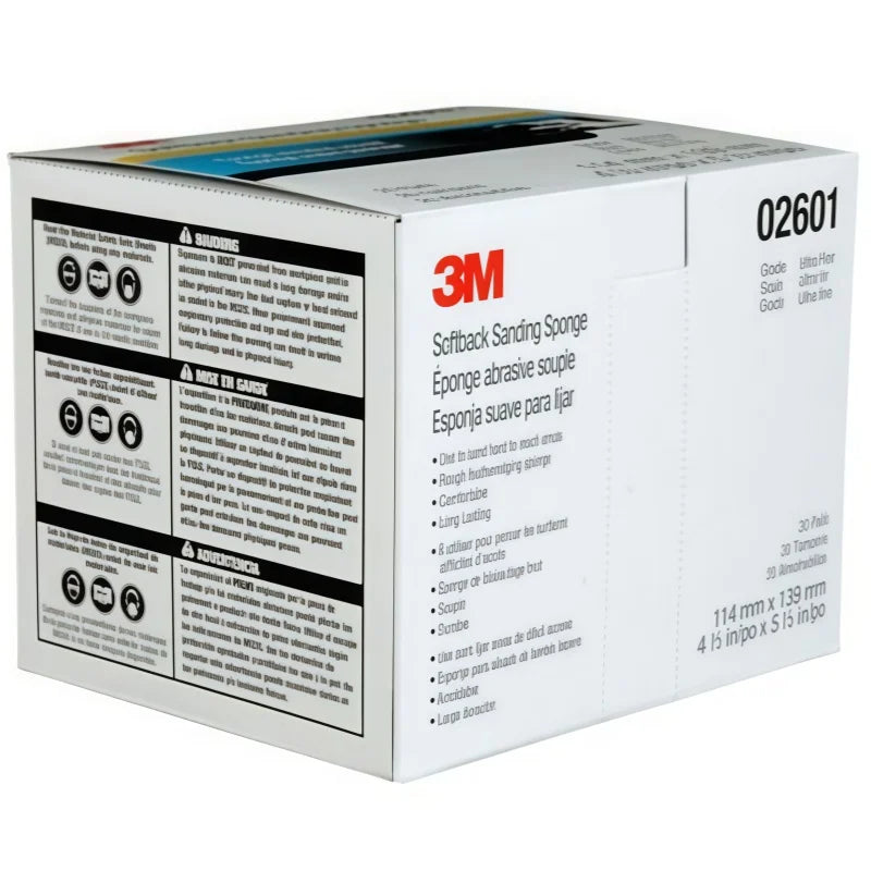 Spugna Abrasiva Ultra Fine 3M 02601, Grana 800-1000, per Levigatura a Secco e Umido, Flessibile, per Metallo, Legno e Plastica