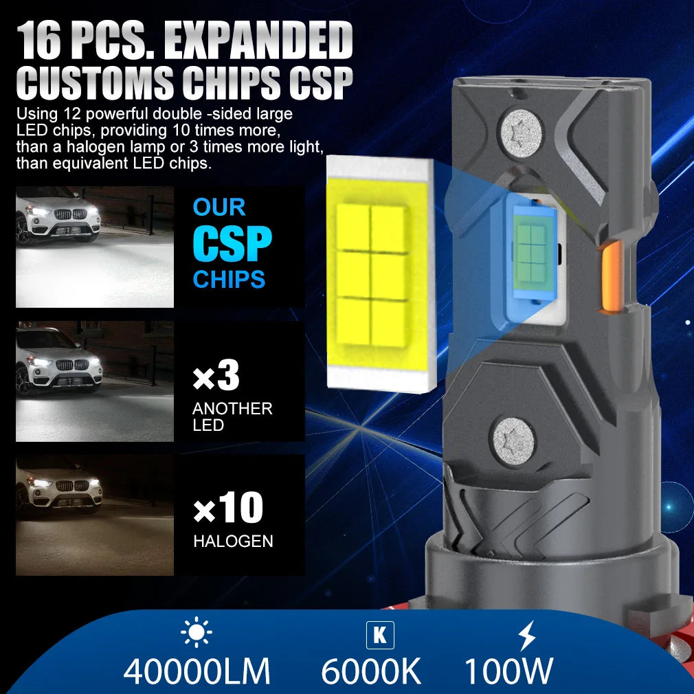 Fari LED XSTORM H11 Canbus 9005 9006, Luci Fendinebbia per Auto 40000LM 100W 6000K, Fari di Guida e Luci Antinebbia