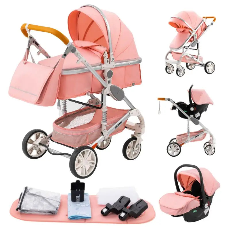Nuovo passeggino di lusso 3 in 1 carrozzina da viaggio portatile pieghevole carrozzina alta paesaggio telaio in alluminio passeggino neonato