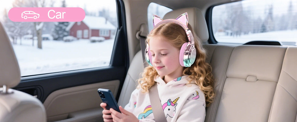 Cuffie wireless a forma di orecchie di gatto per ragazze e bambini, cuffie Bluetooth con volume sicuro 74/85/94dB, cuffie pieghevoli per bambini, ideali per i viaggi