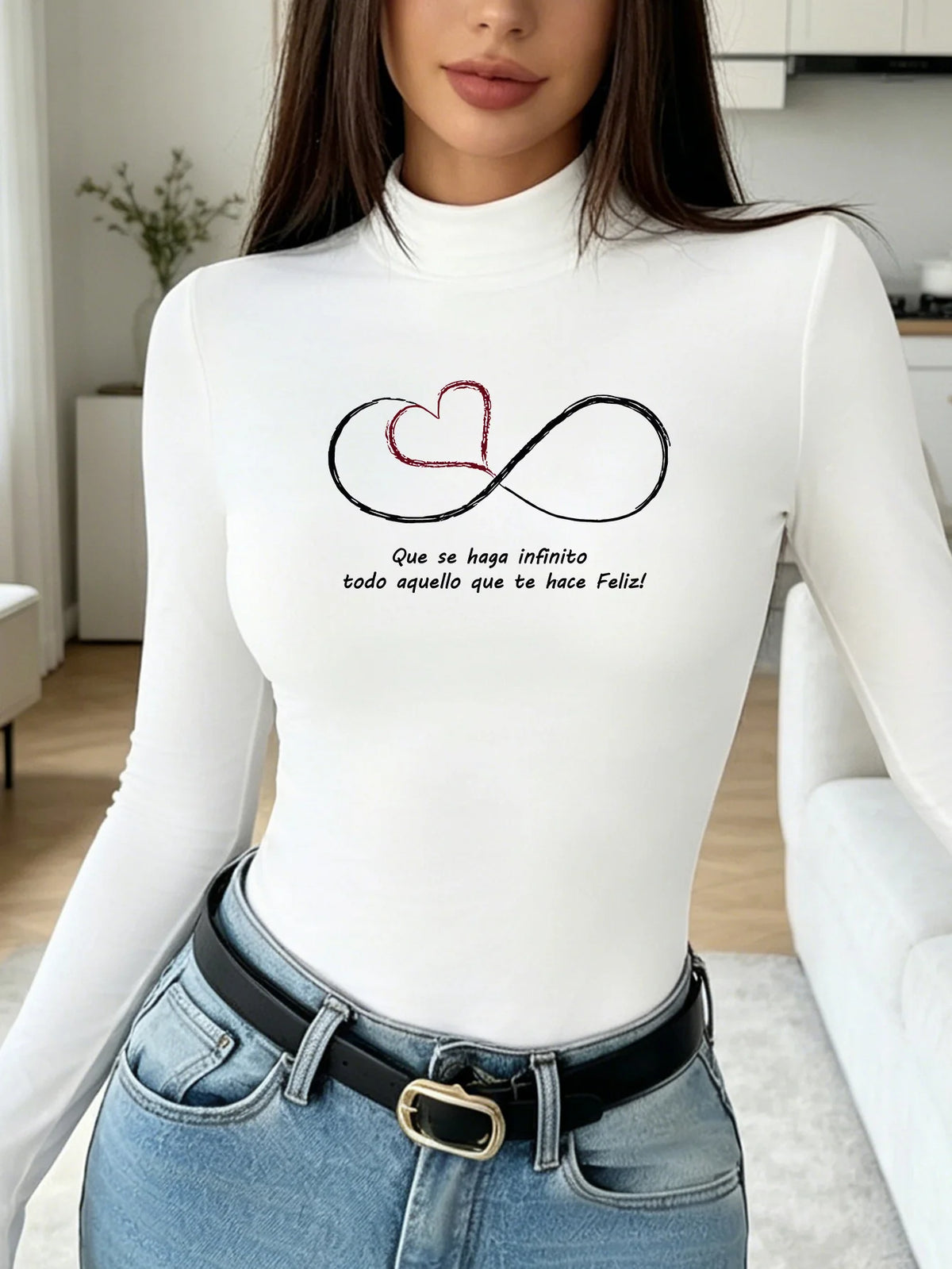 Maglia calda a maniche lunghe, aderente, in stile casual Y2K, ideale per l’autunno e l’inverno, con stampa a fiocco di neve natalizia, da indossare come strato termico, modello lungo e alla moda.