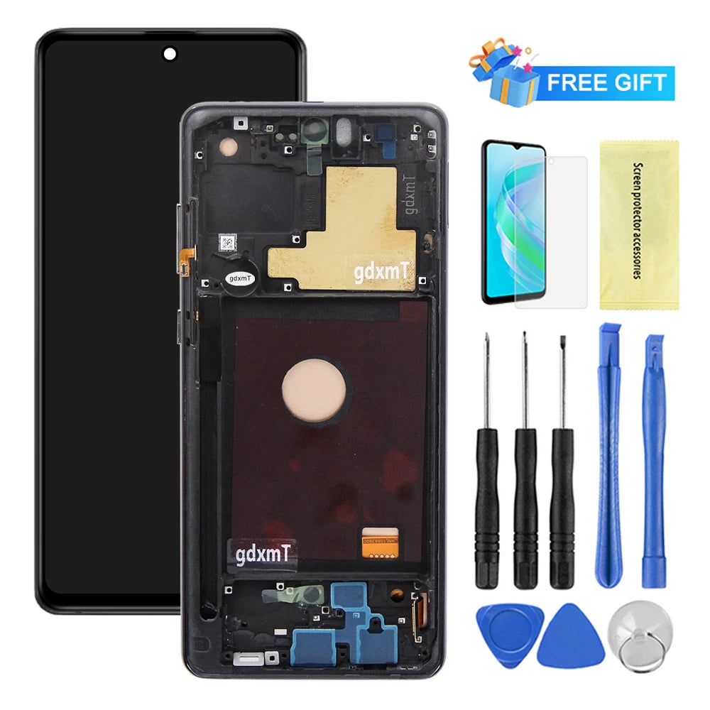 Schermo LCD AMOLED da 6,7 pollici per Samsung Note 10 Lite, gruppo di ricambio per lo schermo touchscreen, compatibile con Samsung Note10 Lite N770 N770F, con cornice.