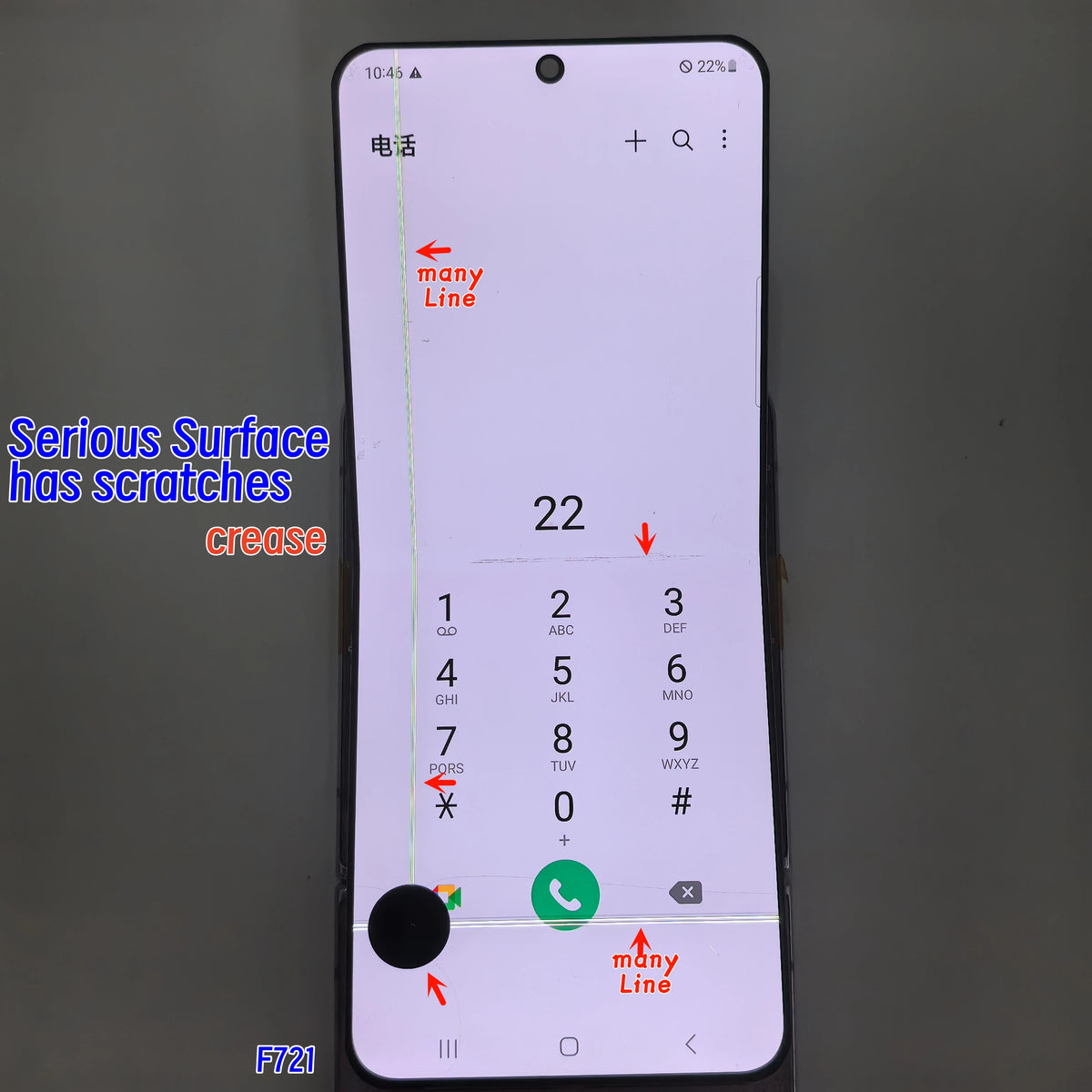 Display LCD Super AMOLED da 6.7'' 100% Testato per Samsung Z Flip 4 SM-F7210 F721 F721W F721U, Schermo Touch Sostitutivo Con Difetti