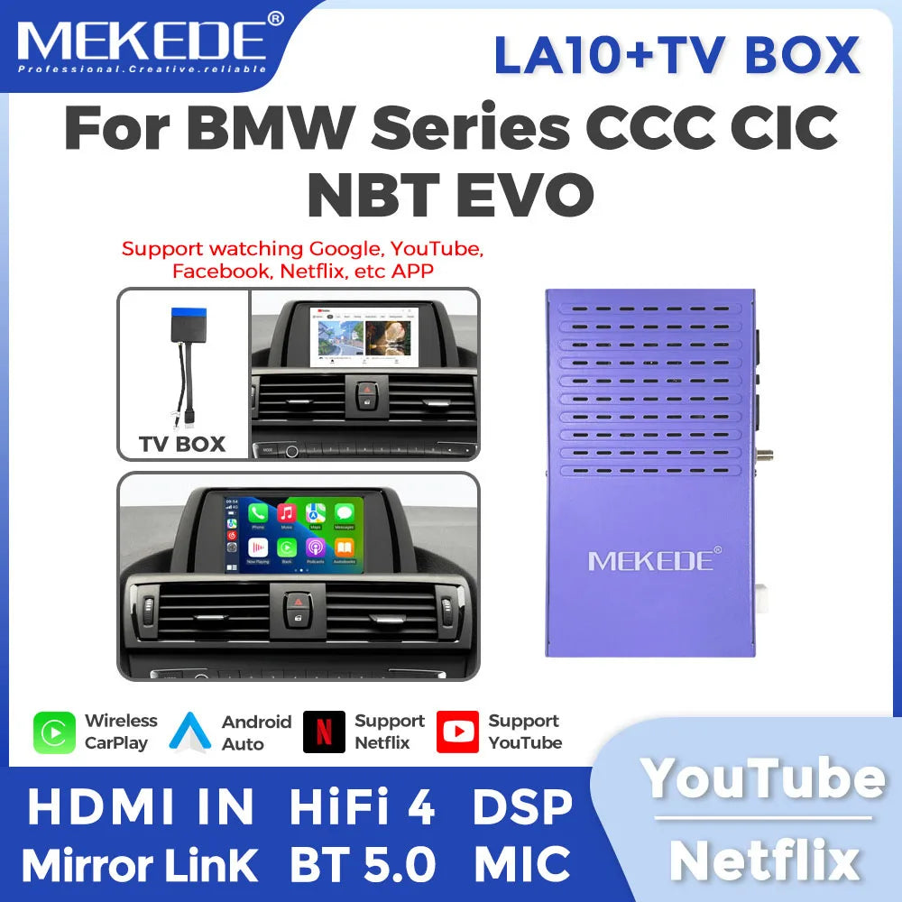 MEKEDE Modulo BOX DSP HiFi con mirroring, CarPlay wireless, Android Auto, AirPlay, Autolink per BMW F20 F21 F30 F31 F34 F07 F10 F11 F01 F2 F25 E60 E61 E81 E82 E84 E87 E88 E89 E90 E91 E92 E93 E70 E71 Sistema CIC