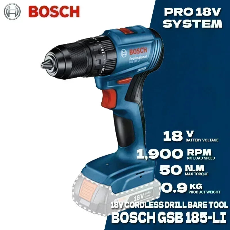 BOSCH GSB 185-LI Trapano a Percussione Senza Spazzole 18V, Avvitatore Elettrico Multifunzione, Utensile Elettrico GSB185-LI