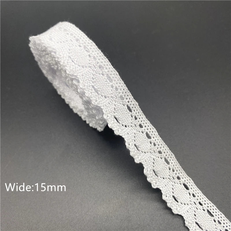 10mm-50mm 2 metri di nastro di pizzo di cotone 100% bianco per abbigliamento tessuto da cucito rifiniture in cotone all'uncinetto nastro di pizzo accessori fatti a mano