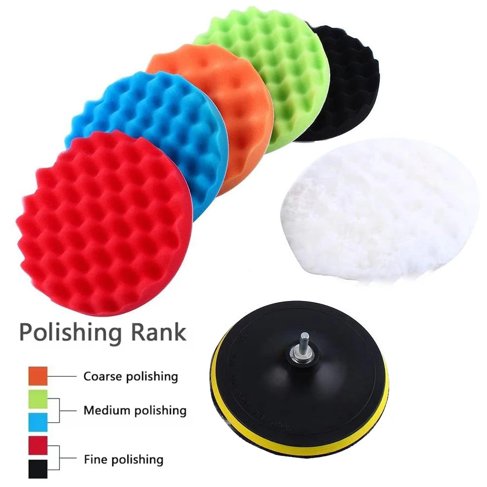 Kit lucidatura auto 8 pezzi: dischi lucidanti da 3/5/7 pollici, spugne per ceratura e lucidatura auto, accessori per lucidatrice auto