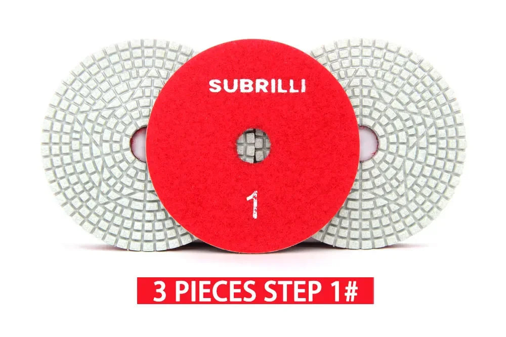 Set di 3 Dischi Flessibili Diamantati da 4 Pollici per Lucidatura in 3 Fasi, per Granito, Marmo, Pietra e Calcestruzzo, Set di Utensili Abrasivi da 100mm