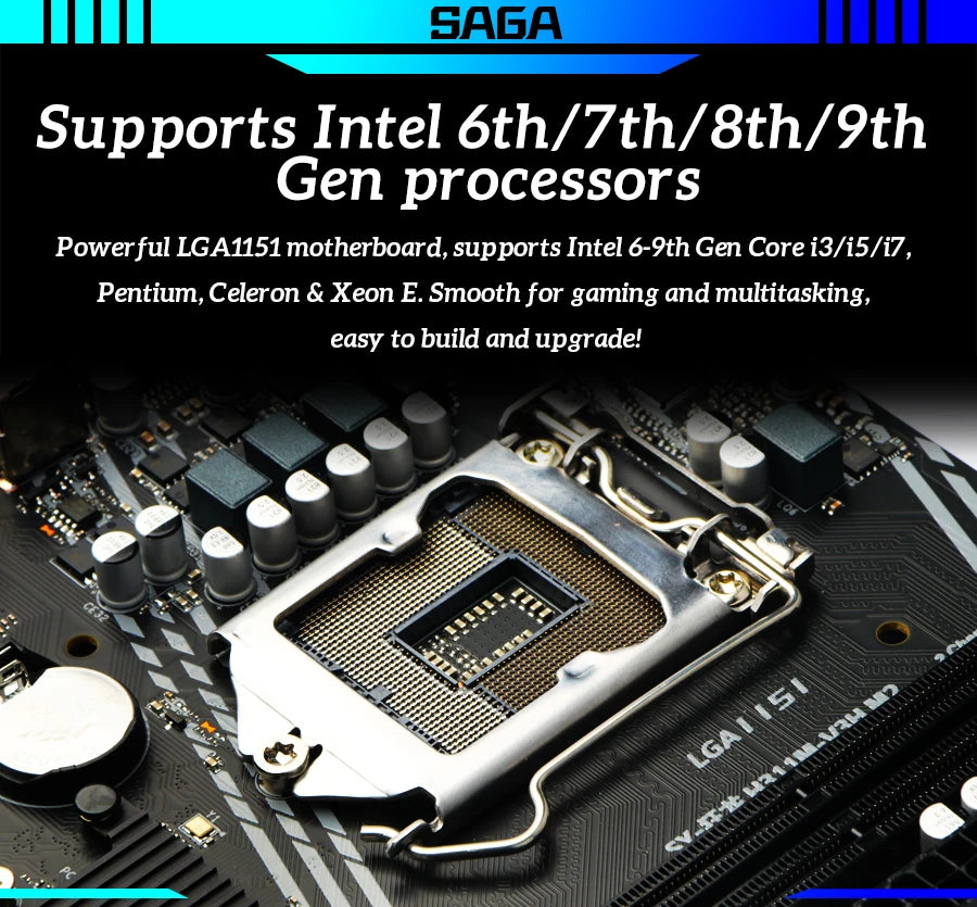 Scheda Madre SOYO H311M DDR3 per Gaming con CPU I3 6100, Memoria RAM 16G (8G*2), LGA1151, TPM2.0, Combo PC Desktop per Ufficio, PCIE3.0X16 VGA