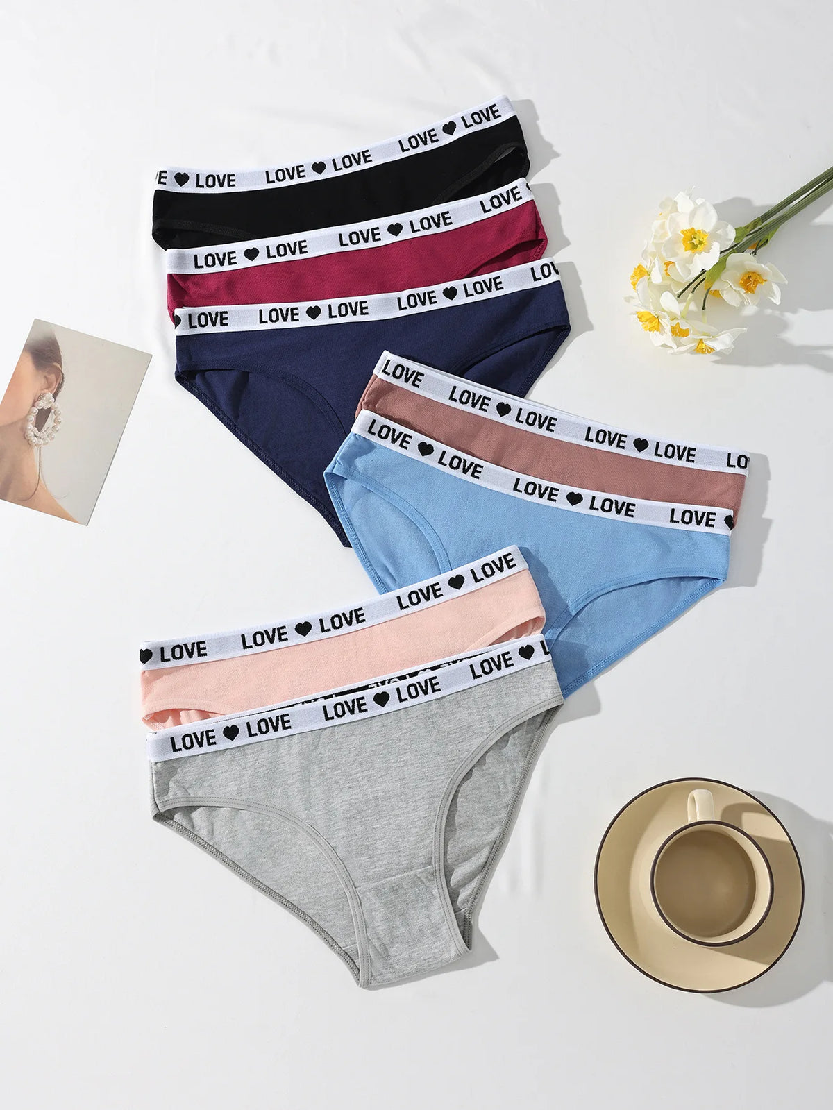7 Pz/set Mutandine di Cotone da Donna Sexy Mutande a Righe Morbide Lettera Carina Slip per Ragazze Femminile Traspirante Stretch Lingerie XS-XL