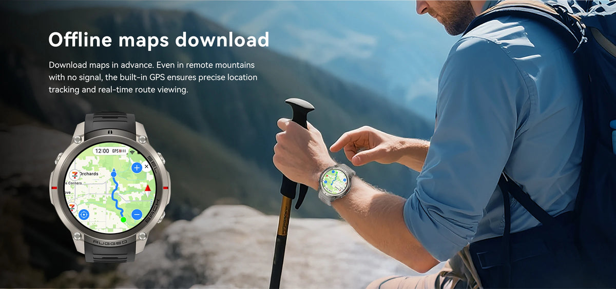 2026 NUOVO Smartwatch con Mappe Offline per Uomo, Display AMOLED HD da 1,43 Pollici, GPS Esterno Integrato, Bussola, Altimetro, Impermeabile 5ATM, Orologio Sportivo per Nuoto, Ciclismo e Corsa