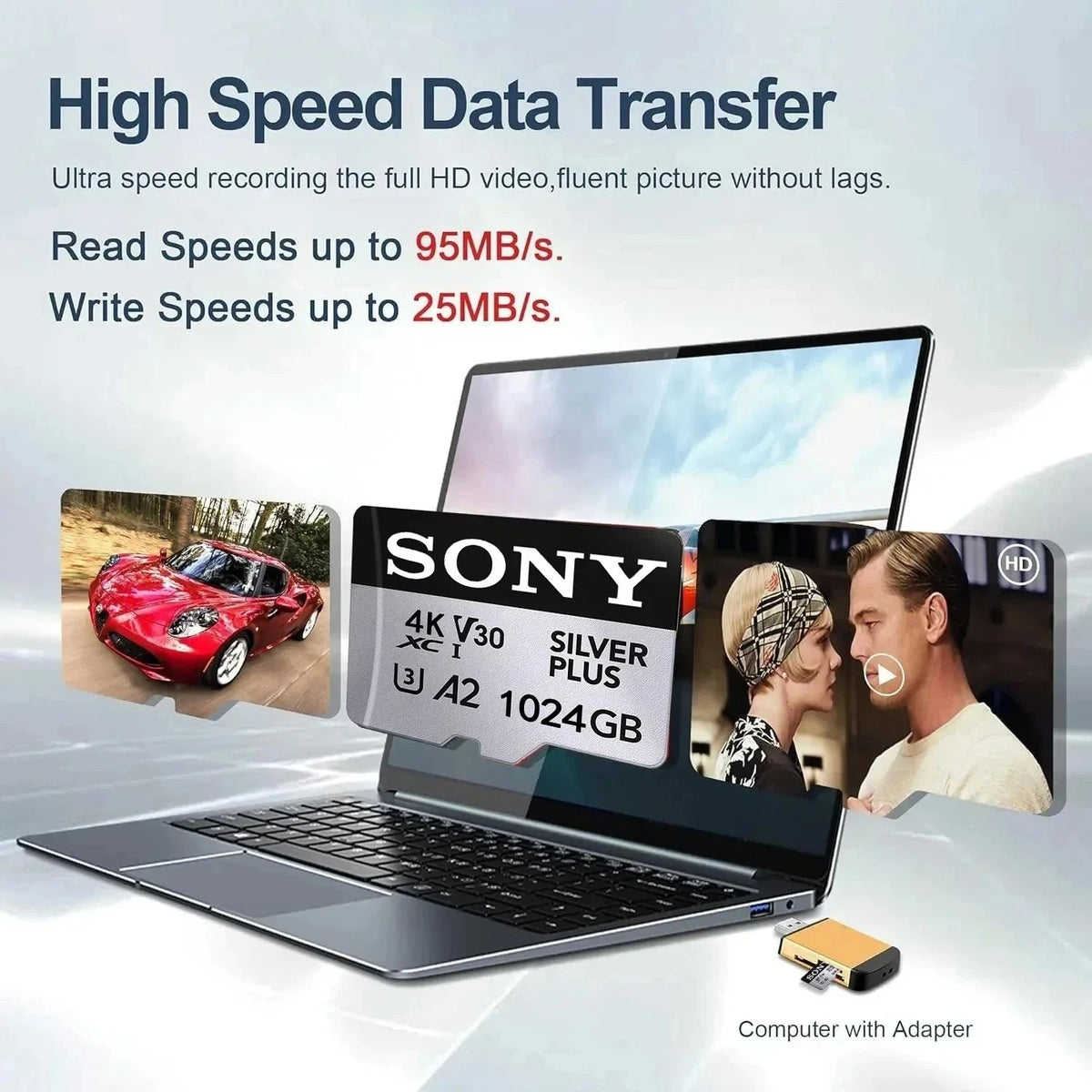 Scheda di memoria originale Sony 128GB 256GB 1024GB 512GB ad alta velocità, facile da trasportare, espansione MicroSD grigia ™ Scheda Flash UHS-I